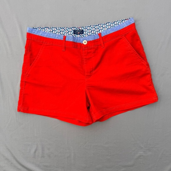 US Polo Assn. Pants - U.S. Polo Assn. Womens Red Chino Shorts Floral Trim Size 10/12 Casual 36W